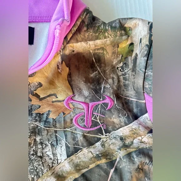 True Timber Pink Camo Hoodie Sweatshirt Women's Large 1/4 Zip True Cam - Picture 5 of 11